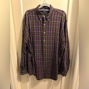 RALPH LAUREN purple‎ green plaid long sleeve shirt 
100% cotton flannel pony XL